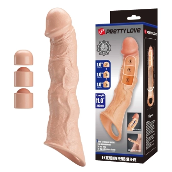 Przedłużka na penisa z regulowanymi wkładkami Pretty Love 28 cm