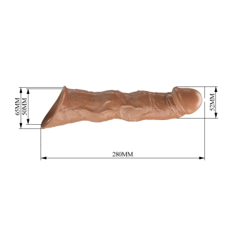 Przedłużka na penisa Pretty Love z regulowanymi wkładkami brązowa 28 cm