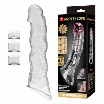 Przedłużka na penisa Pretty Love z modułami transparentna 28 cm