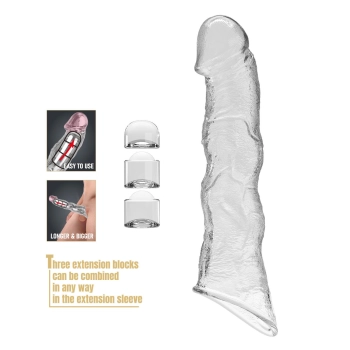 Przedłużka na penisa Pretty Love z modułami transparentna 28 cm