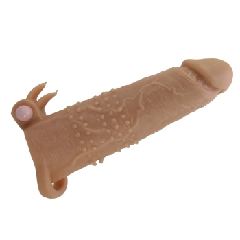 Wibrująca przedłużka na penisa Pretty Love 17 cm naturalna