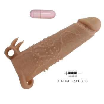Wibrująca przedłużka na penisa Pretty Love 17 cm naturalna