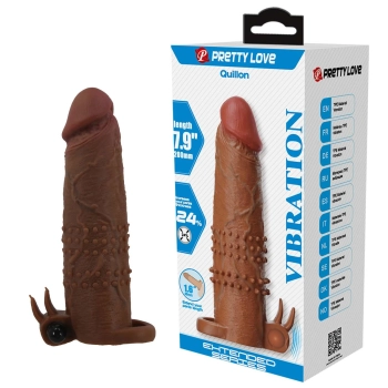 Przedłużka wibrująca na penisa Pretty Love brązowa 17 cm