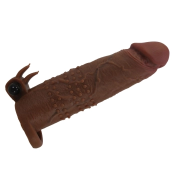 Przedłużka wibrująca na penisa Pretty Love brązowa 17 cm