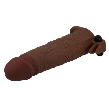Przedłużka wibrująca na penisa Pretty Love brązowa 17 cm