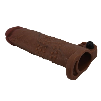 Przedłużka wibrująca na penisa Pretty Love brązowa 17 cm