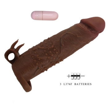 Przedłużka wibrująca na penisa Pretty Love brązowa 17 cm