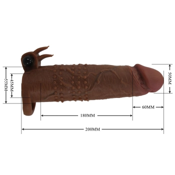 Przedłużka wibrująca na penisa Pretty Love brązowa 17 cm