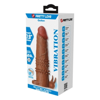 Przedłużka wibrująca na penisa Pretty Love brązowa 17 cm
