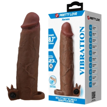 Wibrująca przedłużka na penisa Pretty Love Xerxes 22 cm ciemnobrązowa