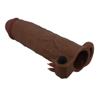 Wibrująca przedłużka na penisa Pretty Love Xerxes 22 cm ciemnobrązowa