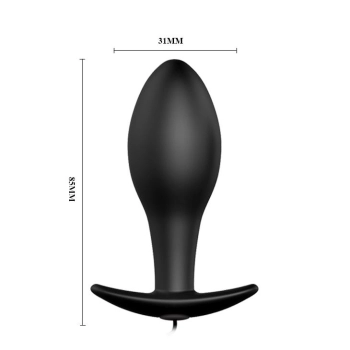Korek analny wibrujący Pretty Love silikonowy czarny 12 trybów 8,5 cm