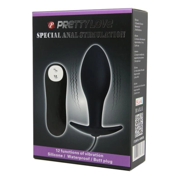 Korek analny wibrujący Pretty Love silikonowy czarny 12 trybów 8,5 cm