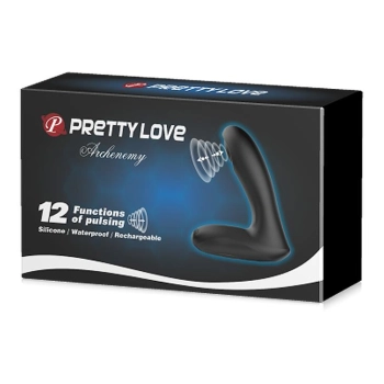 Wibrator analny Pretty Love Archenemy 12 pulsacji silikonowy USB czarny