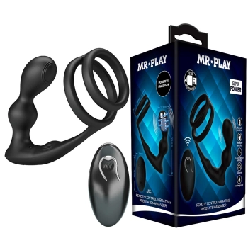 Wibrujący korek analny z pierścieniem Mr Play pilot 12 funkcji