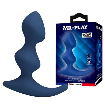 Niebieski silikonowy masażer prostaty Mr. Play David