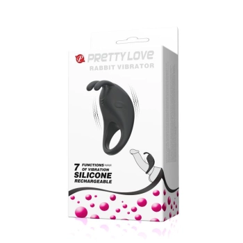 Pierścień wibrujący Pretty Love silikonowy z króliczkiem USB 7,5 cm