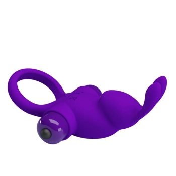 Pierścień wibrujący Pretty Love silikonowy fioletowy 10 funkcji