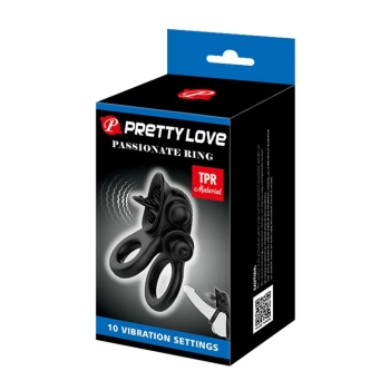 Pierścień wibrujący Pretty Love Passionate Ring 10 funkcji czarny
