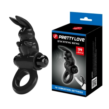 Pierścień wibrujący Pretty Love Exciting Ring czarny 10 funkcji