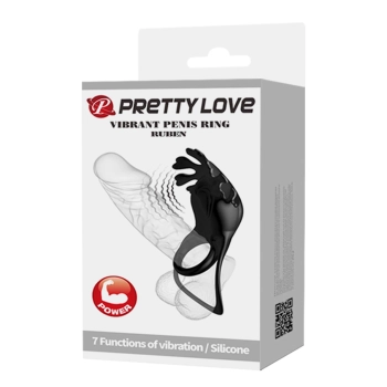 Pierścień wibrujący Pretty Love Ruben silikonowy czarny 7 funkcji