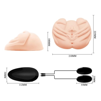 Masturbator realistyczny Crazy Bull wagina i anus wibrujący cielisty 22 cm