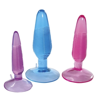 Plug-Nanma Twirly Trio Jelly Arousal Butt Plugs In 3 Sizes Blue Assorted