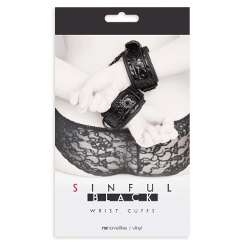 Kajdanki-SINFUL WRIST CUFFS BLACK