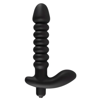 Dildo korek analny czarny prążkowany 17 cm