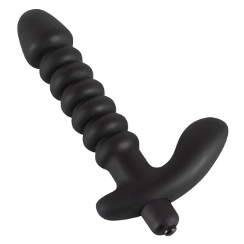 Dildo korek analny czarny prążkowany 17 cm