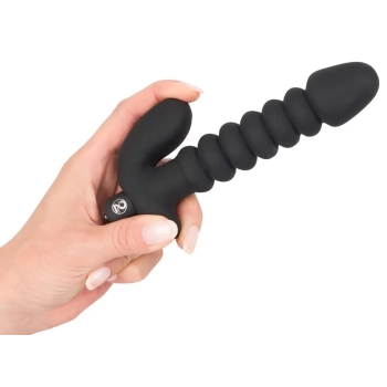 Dildo korek analny czarny prążkowany 17 cm