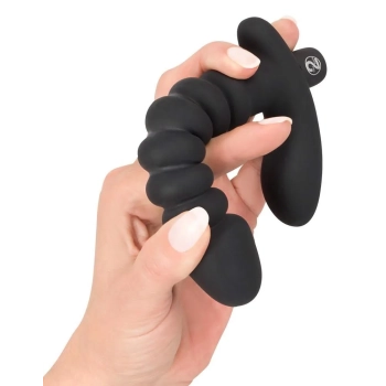 Dildo korek analny czarny prążkowany 17 cm