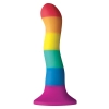 Tęczowe silikonowe dildo z mocną przyssawką 15 cm