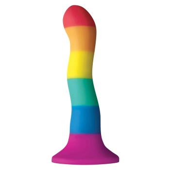 Tęczowe silikonowe dildo z mocną przyssawką 15 cm