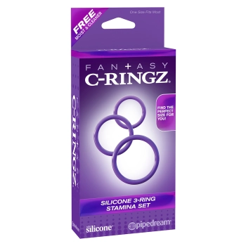 Pierścień-SILICONE 3 PIECE STAMINA SET PURPLE