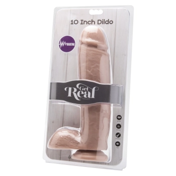 Dildo-cock 10 inch w/ balls flesh vibr.