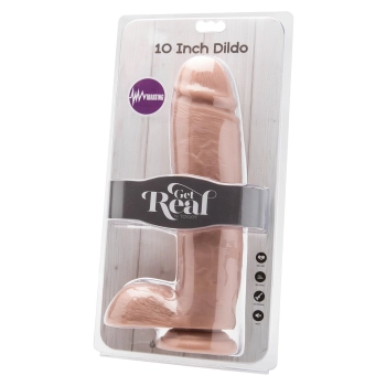 Dildo-cock 10 inch w/ balls flesh vibr.