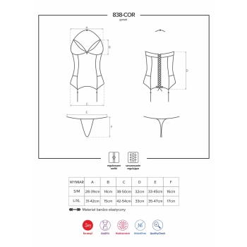 Czerwony gorset stringi sex komplet obsessive l/xl