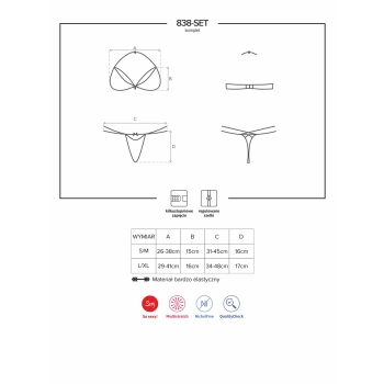 Koronkowy komplet biustonosz stringi obsessive lxl