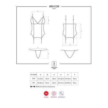 Gorset siateczka stringi komplet obsessive l/xl