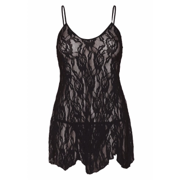 Bielizna-ROSE LACE FLAIR DRESS BLACK PLUS SI