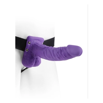 Proteza-HOLLOW STRAP-ON W BALLS 7"""" PURPLE