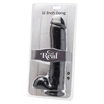 Dildo realistyczne ToyJoy Get Real z jądrami czarne 28 cm