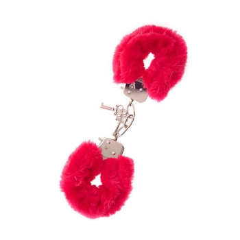 Kajdanki-METAL HANDCUFF WITH PLUSH RED