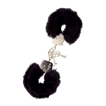 Kajdanki-METAL HANDCUFF WITH PLUSH BLACK