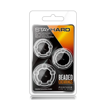 Zestaw-STAY HARD BEADED COCKRINGS CLEAR