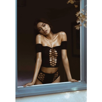 Bielizna-Opaque crop top and thong