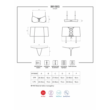 Erotyczny komplet stanik pas stringi obsessive lxl