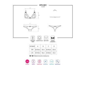 Komplet biustonosz stringi obsessive 870-sec-3 s/m