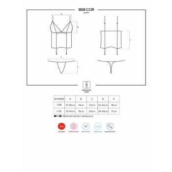 Erotyczny gorset stringi komplet obsessive l/xl